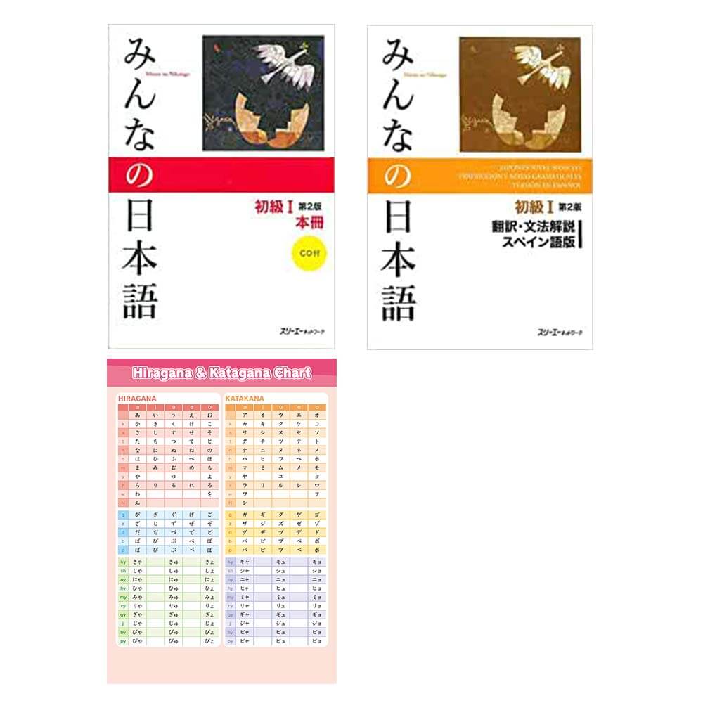 Minna No Nihongo Shokyu 1 Textbook Translation and Grammar Spanish, Hiragana Katakana Chart